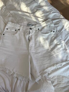 Abercrombie & Fitch White Frayed Hem Denim Shorts